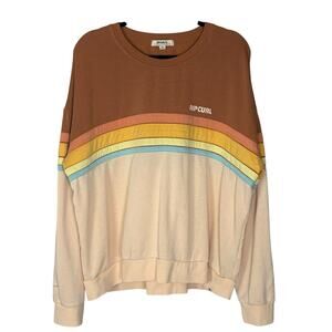 Rip Curl Women's Sweatshirt Crewneck Oversized Pullover Retro Stripe Size XL